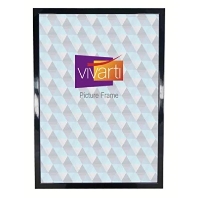 Image of Vivarti Thin Gloss Black Picture Frame (A2 Size, 42 x 59.4 cm) Portrait or Landscape Photo with Clear Styrene Sheet &amp; Wall Mounted Hook for Photos, Pictures, Posters, Decor, Certificate