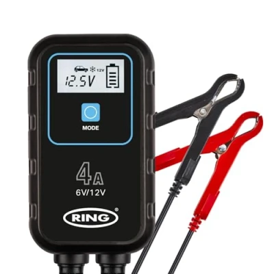 Image of Ring Automotive RSC904 4A Smart Car Battery Charger, 6V &amp; 12V Maintainer 9 Stage Charger for AGM, Leisure, Lithium, Car, Motorbike and Caravan Batteries, BLACK