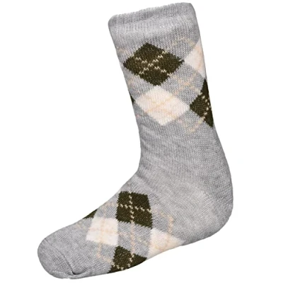 Image of True Face Mens Thermal Socks Extra Thick Warm Sherpa Fleece Griper Sock 4.7 Tog Holds Heats Grips Brushed Winter Light Grey N 491D UK 6 11
