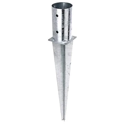 Image of GAH Alberts Ground Socket for Circular Wooden Posts Hot Dip Galvanised Ø81 mm