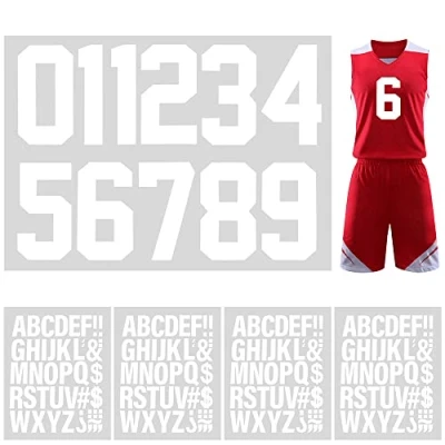 Image of Pilikoll 147 PCS Heat Transfer Iron on Letters and Numbers, 2 Inch &amp; 8 Numbers with Transparent Film for Clothing Sports T Shirt Uniform DIY Fabric (White)