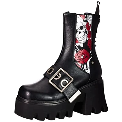 Image of LAMODA Women&#039;s Timeless Ankle boot, Black Skull, 4 UK