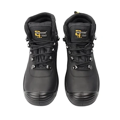 Image of MENS GRAFTERS LEATHER WATERPROOF WIDE FIT LACE UP SAFETY BOOTS M9508 (UK11, BLACK)