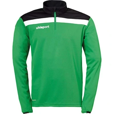 Image of Uhlsport Offense 23 1/4 Zip Top Men&#039;s Sweatshirt Green/Black/White, Large