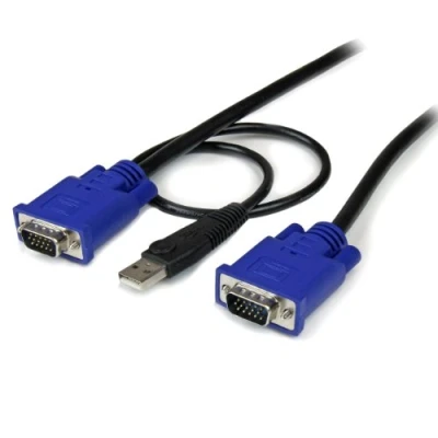 Image of StarTech.com 15 ft 2 in 1 Ultra Thin USB KVM cable Video / USB, HD (VGA) (M) to black (SVECONUS15)