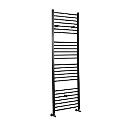 Image of Milano Nero Black Straight Bar Heated Towel Rail 1800mm x 600mm