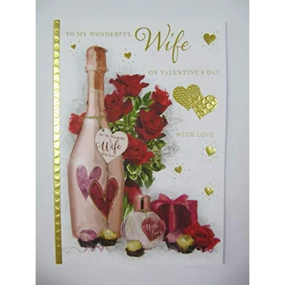 Image of Wonderful Colourful Champagne Celebration Wife Valentines Day Greeting Card