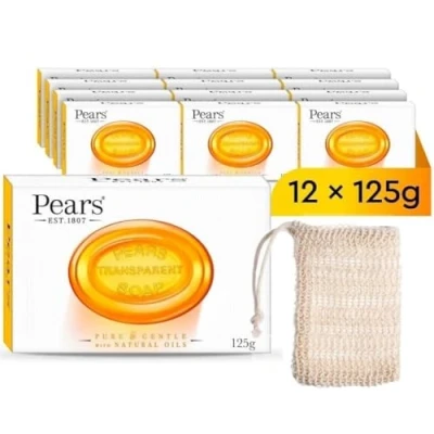 Image of Pears Natural Amber Soap Bars 125g 12 Pack + 1x Bag