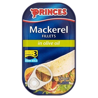 Image of Princes Mackerel Fillets in Olive Oil (125g) Pack of 6