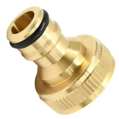 Image of Dunnet Tools 3/4 Inch Female Outside Tap Hose Pipe Connector Adapter Brass High Pressure Hosepipe Connectors Thread with 1/2 Quick Connect Fitting