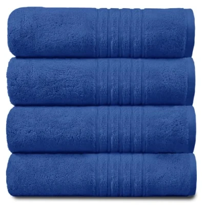Image of GC GAVENO CAVAILIA 4 Pack Hand Towels for Bathroom Washable &amp; Fast Drying Towel Set 100% Egyptian Cotton Gym Towel, Blue