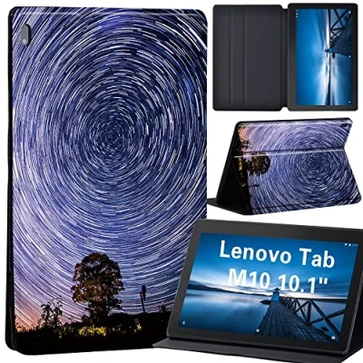 Image of Case for Lenovo Tab M10 TB X605F/ X605L/ X505F/ X505L Leather Tri Fold Stand Cover 10.1 Inch Tablet (starry sky)