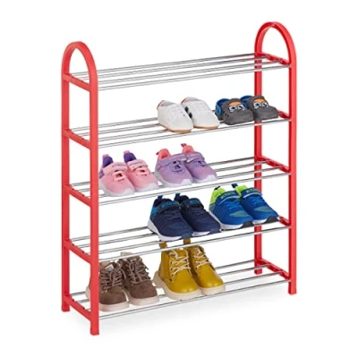 Image of Relaxdays Kids Shoe Rack, Red, 71 x 57.5 18.5 cm