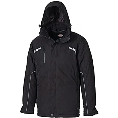 Image of Dickies Men&#039;s Waterproof Breathable Eisenhower Atherton Rain Jacket Work Coat Hood Warm (X Large, Black)