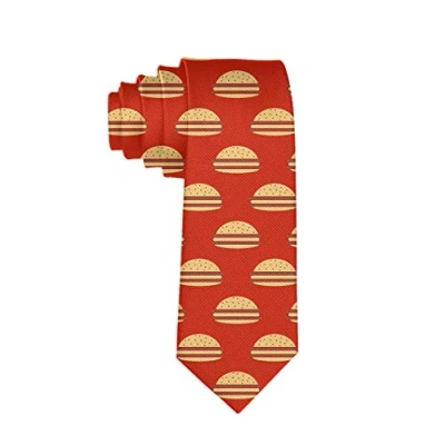 Image of Hongfacai Men&#039;s Ties Business Necktie for Men Hamburgers Red Fashion Neck Tie Slim Skinny Xmas Wedding Formal Party (145 x 8 cm)