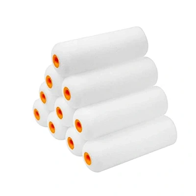 Image of Mini Paint Roller Sleeve 4 inch(100MM) Small Painting for Emulsion and Gloss Paints with High Density Foam Pack of 10