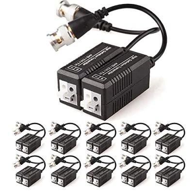 Image of TECHGEAR 20x CCTV Passive Video Balun BNC Connector Adapter Transmitter &amp; Transceiver, Male to Easy Press Fit UTP CAT5/5e/6/6e Cable for DVR Camera System (10 Pairs)