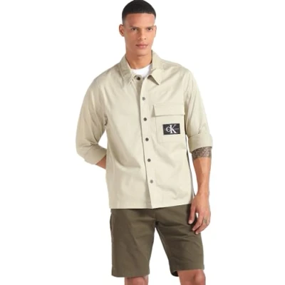 Image of Calvin Klein Jeans Men Utility Shirt Casual Shirts Grey, L