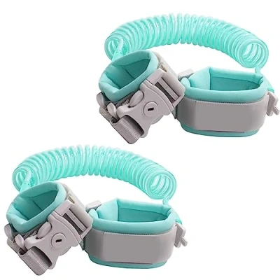 Image of SMBOX Baby Reins Walking Harness, 2PCS Anti Lost Safety Wrist Cuff with Lock + 1.5m Bungee Straps Link for Toddlers, Kids, Children