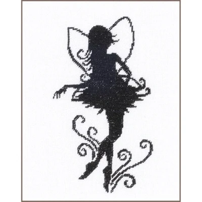 Image of Lanarte Cute Little Fairy Silhouette Even Weave Counted Cross Stitch Kit, Evenweave, Multi Colour, 11.6 x 8.5 0.9 cm