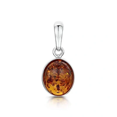 Image of Amberta 925 Sterling Silver with Baltic Amber Classic Oval Pendant Honey Colour