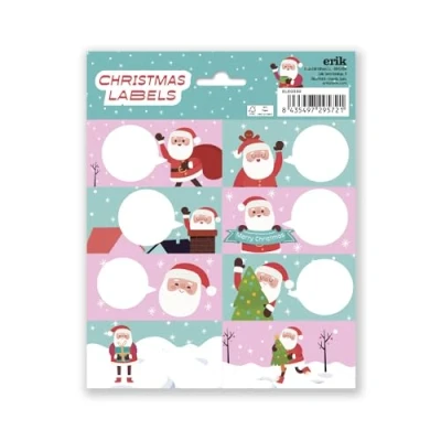 Image of Grupo Erik Santa Claus Christmas Labels Sticky Food Stickers Self Adhesive Gift Tag School