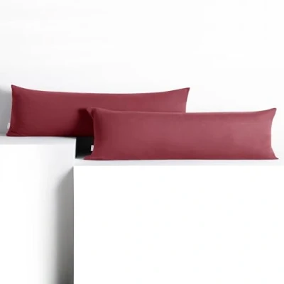 Image of DecoKing 2 x Pillowcases 20 120 cm Jersey Cotton Zip Dusky Pink Amber