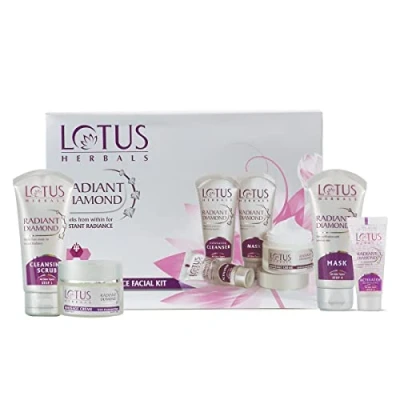 Image of Lotus Herbals Radiant Diamond Facial Kit With Dust &amp; Cinnamon 170g (Multi Use)