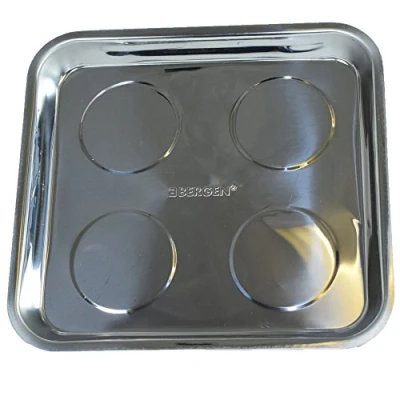 Image of Magnetic Parts Tray Square 10&quot; Storage Holder Stainless Steel 4 Magnets Bergen
