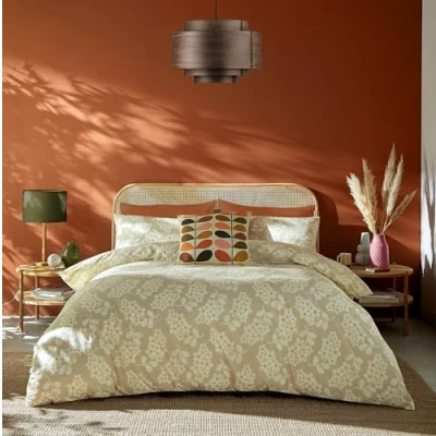 Image of Orla Kiely Bedding Wisteria Taupe 100% Cotton Duvet Cover Set (Super King Size Set: 260cm x 220cm)