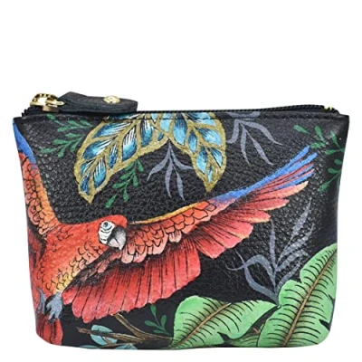 Image of Anuschka Women’s Hand Painted Genuine Leather Coin Pouch Rainforest Beauties