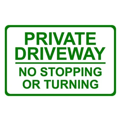 Image of Private Driveway No Stopping Or Turning Aluminium Composite Sign 300mm x 200mm 3mm. Green/White.