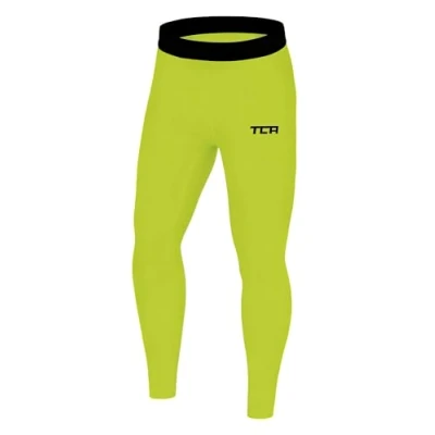 Image of TCA Boys&#039; SuperThermal Compression Base Layer Football Running Leggings Tights Lime Punch, 6 8 Years