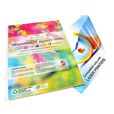 Image of 10 Sheets Quality Waterproof A4 Clear/Transparent Self Adhesive Laser Printable Vinyl Glossy Sticky (not Suitable for Inkjet Printers)