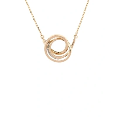 Image of Karen Millen Crystal Ribbon Penadant Necklace for Women (Gold/Black Diamond Crystal)