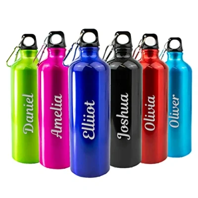 Image of Hoolaroo Personalised Kids Water Bottle for School Metal Leak Proof, BPA Free, and Durable Girls Boys Adults Engraved With Name Large 750ml (Aqua)