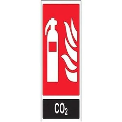 Image of V Safety 11030AU R Co2 Id Fire Extinguisher Sign Portrait 200mm x 300mm 1mm Rigid Plastic, Black/Red