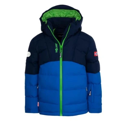 Image of Trollkids KIDS Gryllefjord Unisex Winter jacket for kids, Size: 7 8y, Navy/medium blue/bright green
