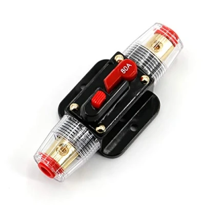 Image of UTSAUTO Circuit Breaker 80Amp Resettable Fuse Auto Car Stereo Inline Holders Inverter, Manual Reset 12V 24V DC for Automotive Marine Boat Audio System Protection