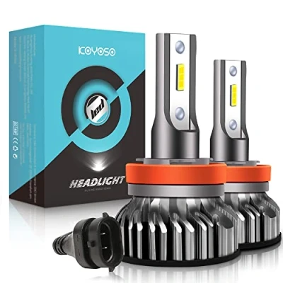 Image of H11 LED Headlight Bulbs, 10000LM Head Lamps, Car Replacement Lights of Halogen and Xenon Kit, 6000K White 12V, 2 Lamps
