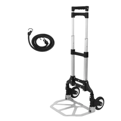 Image of SQ Professional Heavy Duty Aluminium Sack Truck Adjustable Hand Folding Trolley Cart Foldable Multi Purpose Barrow with Wheels 70kg Load Capacity