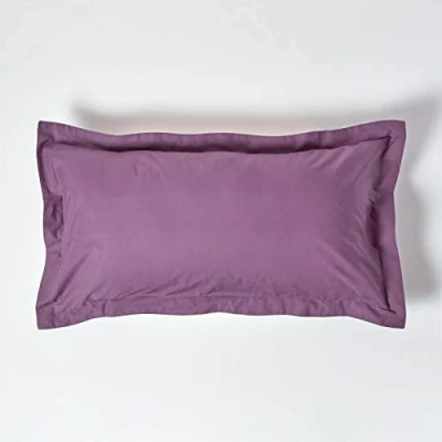 Image of Homescapes Standard King Size Oxford Pillow Case, 100% Egyptian Cotton Percale 200 Thread Count, Anti Allergy, Cotton, Grape, (19 x 36&quot; / 48 91 cm)