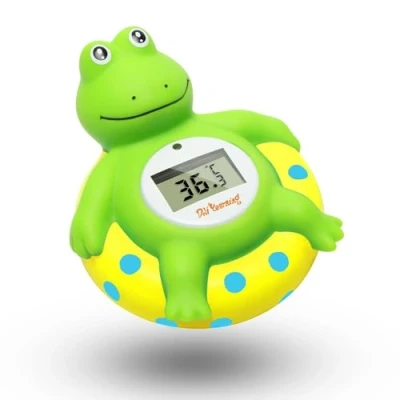 Image of Doli Yearning Frog Baby Bath Thermometer, Toddlers Floating Toy, Bathtub at Fahrenheit and Celsius degree Yellow