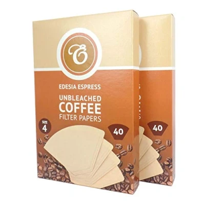 Image of 80 Size 4 Coffee Filter Paper Cones, Unbleached by EDESIA ESPRESS