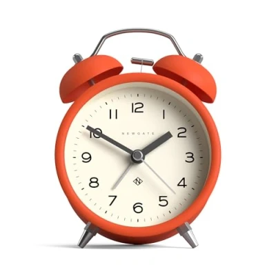Image of NEWGATE ® Charlie Bell Echo Alarm Small contemporary Bedside Clock Bedroom Accessories Clocks Desk Mantel Arabic numerals (Orange)