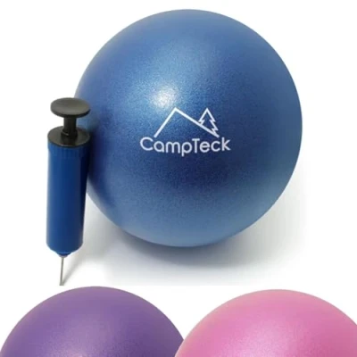 Image of CampTeck U6812 Yoga Pilates Ball Plastic Anti Burst 23cm for Exercise, Gym, Fitness, Core Training etc With Hand Pump Blue