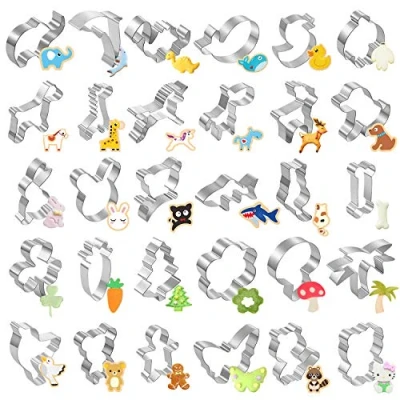 Image of Cookie Cutters Joyoldelf 30 pcs Cartoon Biscuit Cutter Mould Set for DIY Baking Cake Fondant Sugarcraft Pastry Bakeware Decoration