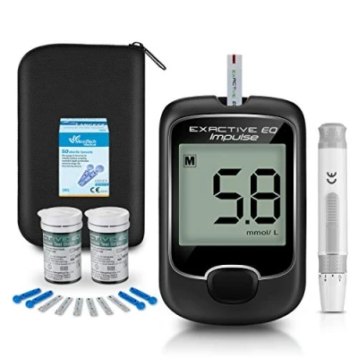 Image of Diabetes Testing Kit Blood Glucose Monitor Meter Sugar Tester with 50 Test Strips and Lancets in mmol/L by Exactive EQ Impulse