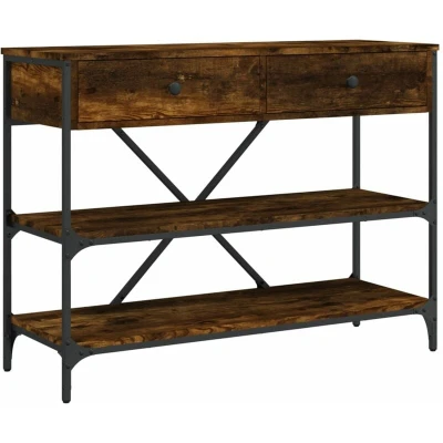 Image of vidaXL Console Table with Drawers and Shelves Smoked Oak Engineered Wood