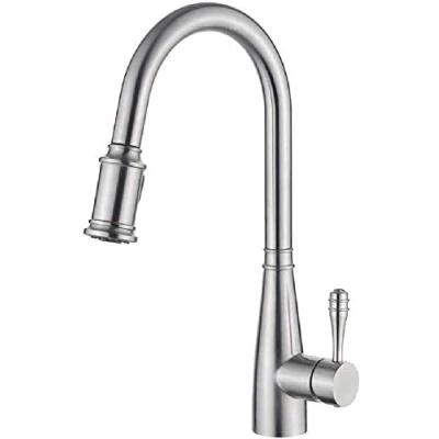 Image of Ibergrif, Pull Out Kitchen Mixer with Hand Shower, Single Lever Sink Mixer, Brushed Nickel
